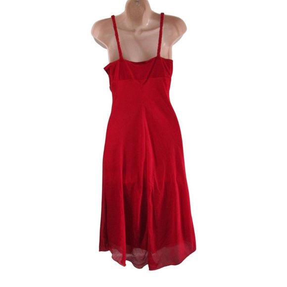 Bisou Bisou Michele Bohbot Beaded Accent Chiffon Overlay Red Cocktail Dress Sz 8 - Picture 3 of 16